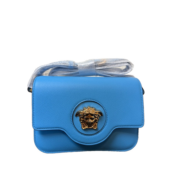 Versace La Medusa Small Shoulder Bag In Blue NWT - Picture 4 of 9